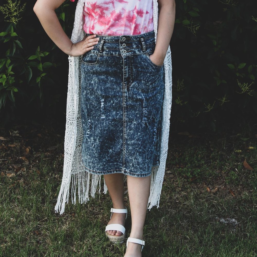 Acid Midi Denim Skirt